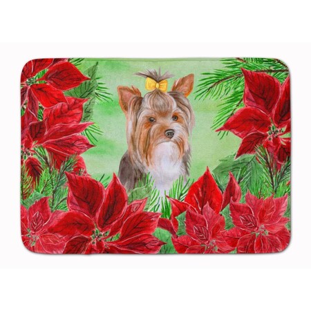 Carolines Treasures Yorkshire Terrier No.2 Poinsettas Machine Washable Memory Foam Mat CK1370RUG